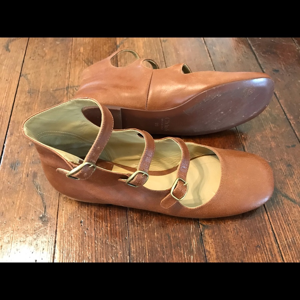 Chloe triple strap buckle ballet flats